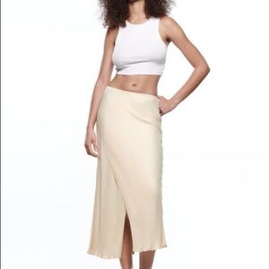 Zara Satin Effect Midi Skirt
